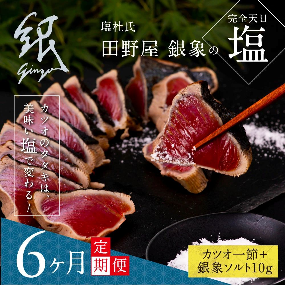 【6ヵ月定期便】極カツオのたたき（3～4人前）田野屋銀象ソルト（天日塩）付　t079kgp-AS
