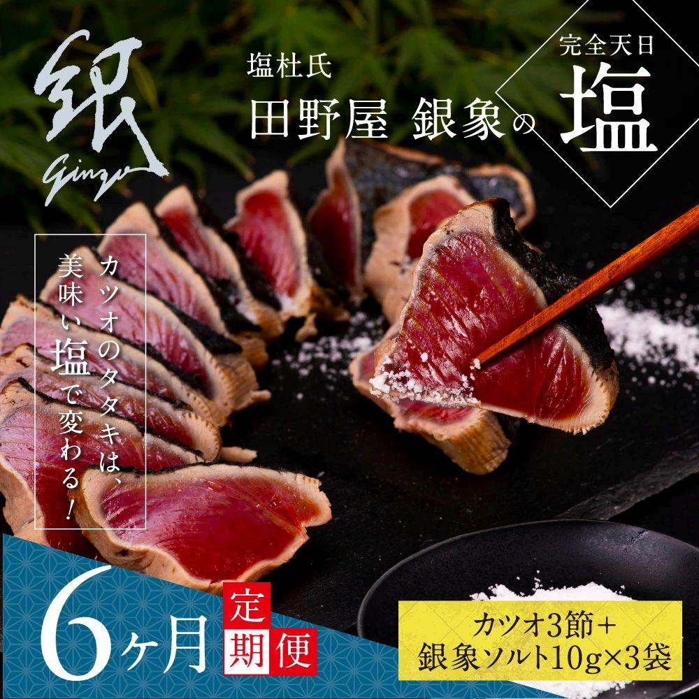 【6ヵ月定期便】極カツオのたたき（9～11人前）田野屋銀象ソルト（天日塩）付　t081kgp-AS