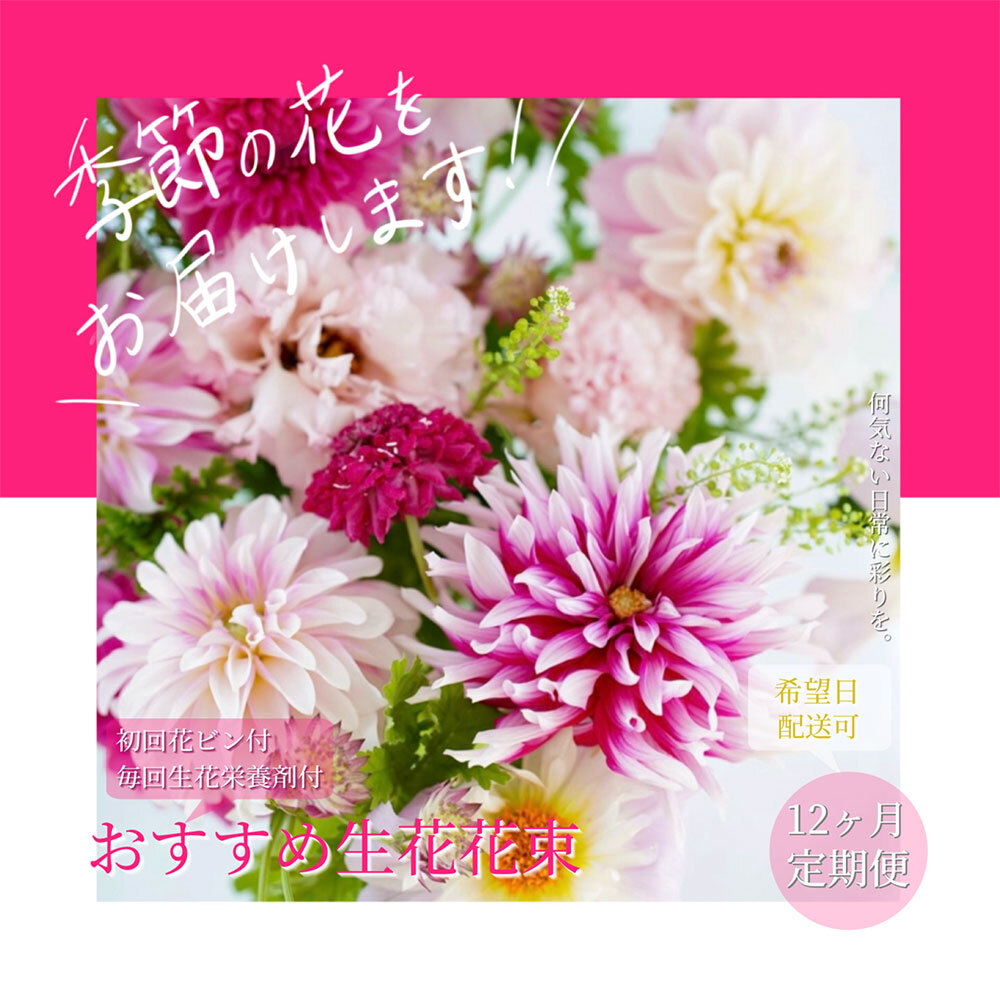 【12ヶ月定期便】季節のおすすめ 高知の花束　t127tmf-AS